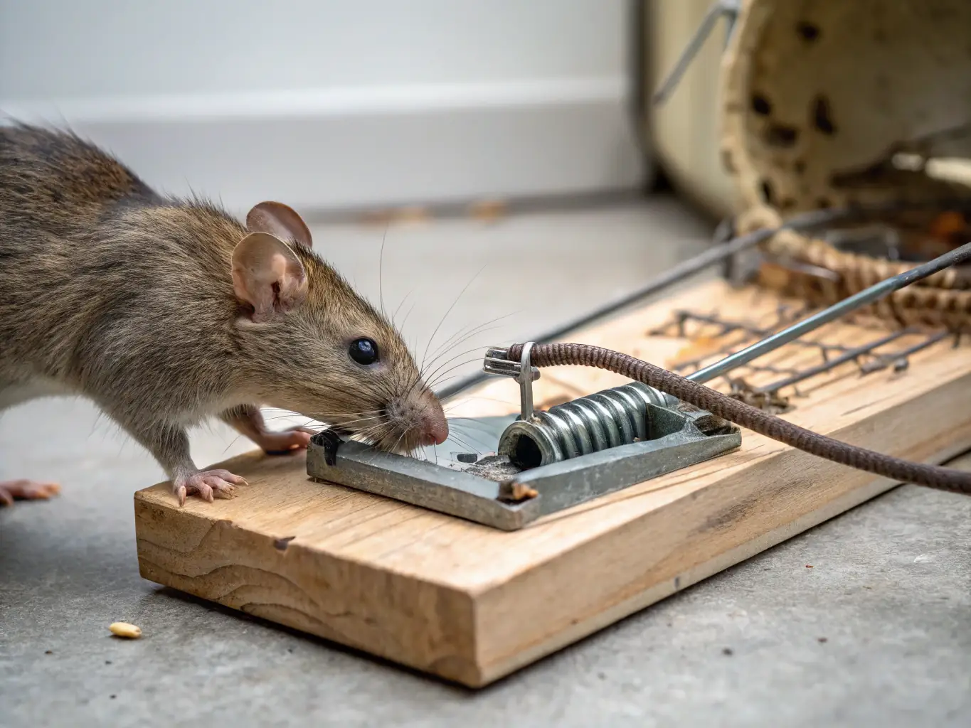 A controlled environment showing humane traps used for managing nuisible animal populations, demonstrating SOCIETE DE CHASSE DE LIOURDRES's commitment to responsible wildlife management. The image should emphasize the humane aspect of the control methods.